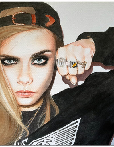 Retrato Acuarela de Cara Delevingne