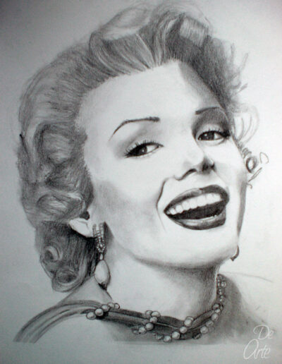 Retrato a grafito de Marilyn Monroe