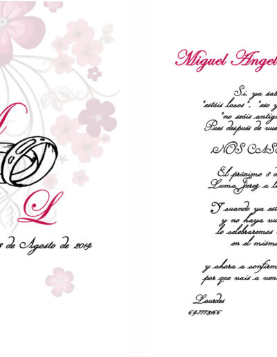 Diseño Interior Invitacion boda personalizada y realizada con Photoshop