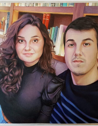 Retrato realista pareja encargo regalo romantico dibujo pastel lápices de colores