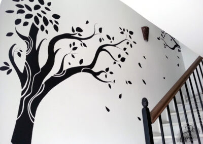 Pintura mural decorativa pared escalera - arbol