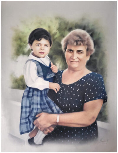 Retrato realista abuela y nieta foto antigua encargo encargar regalo