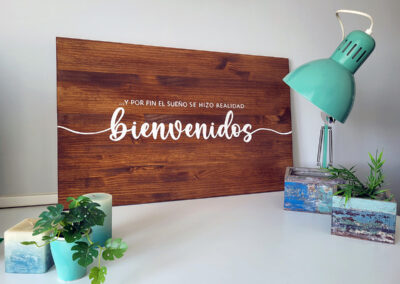 Cartel de bienvenida a boda estilo rústico Bienvenidos