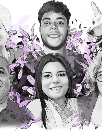 retrato de familia pintado digitalmente para imprimirlo