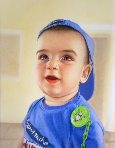 retrato a todo color de bebé precioso, encargo para regalar a la familia