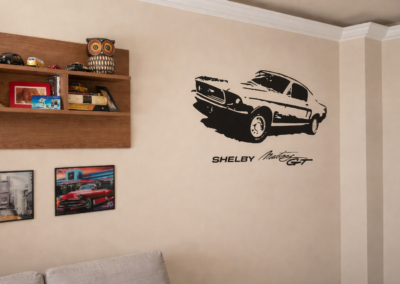 Pintura mural en salón, coche Mustang GT Shelby, Jerez, Cádiz