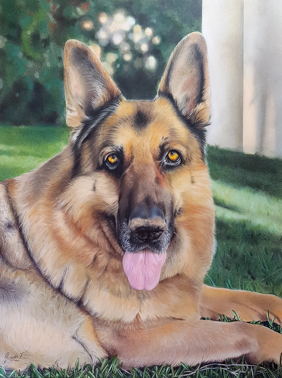 retrato bautizo familia pastel y lapices de colores regalar dibujo