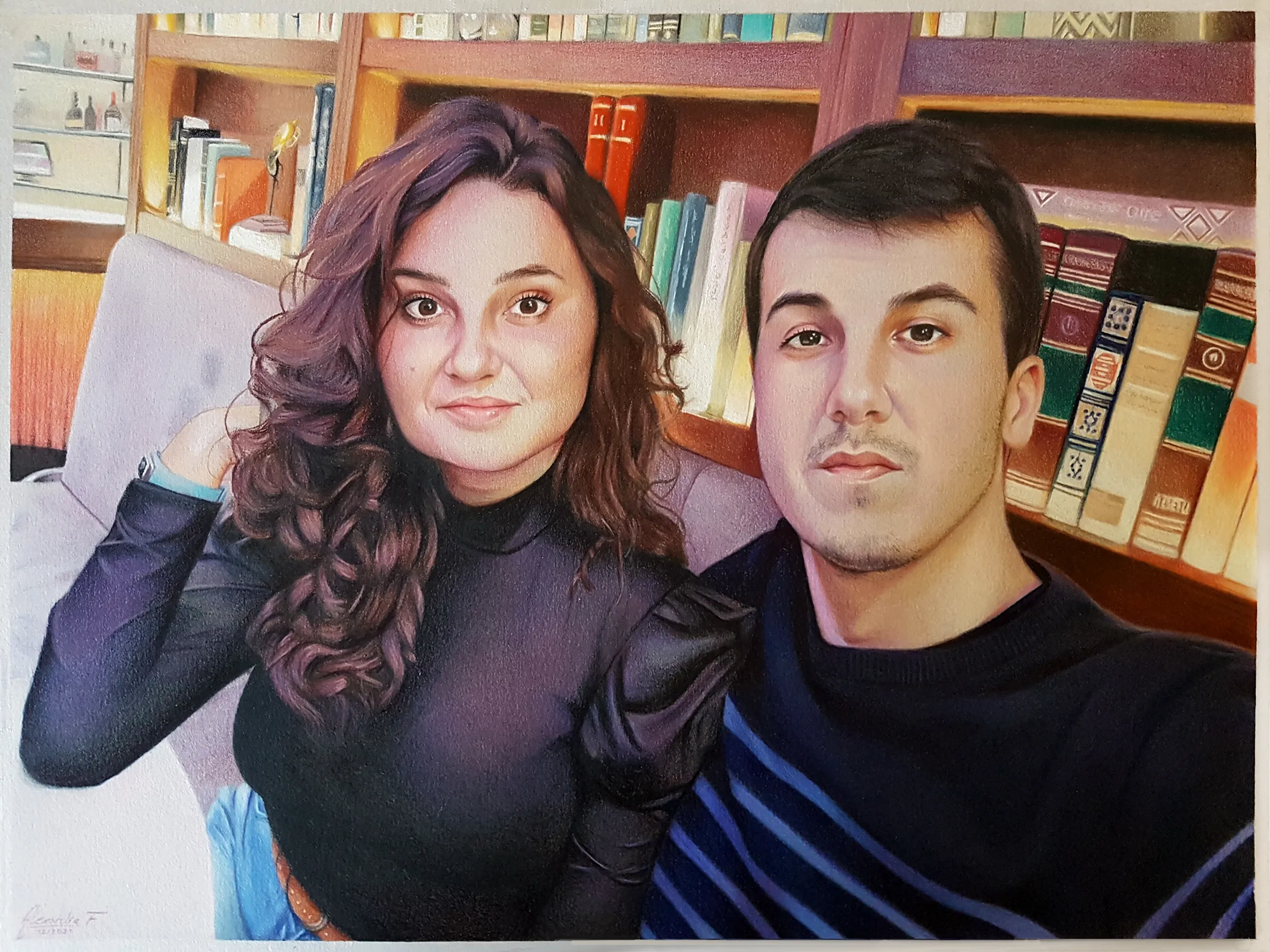 Home2 Retrato grande con Carboncillo