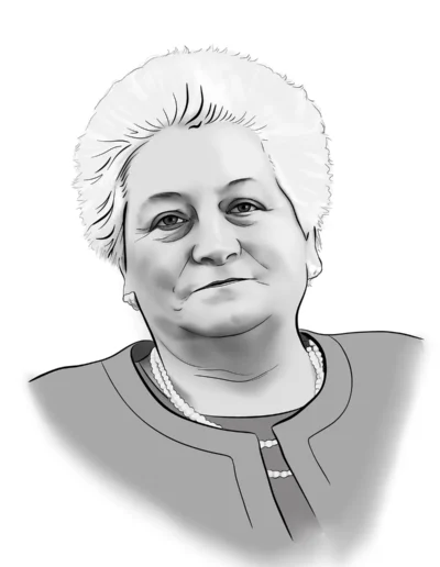 Retrato digital de una mujer mayor con pelo blanco