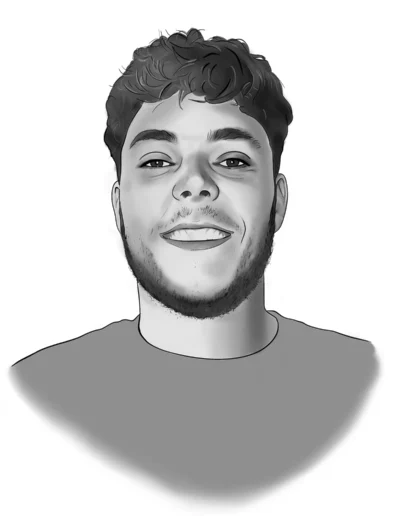Ilustración digital de un joven sonriente